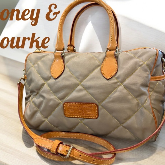 Dooney & Bourke Khaki Quilted Convertible Satchel Crossbody Made in 🇺🇸12”x8” - Picture 3 of 11